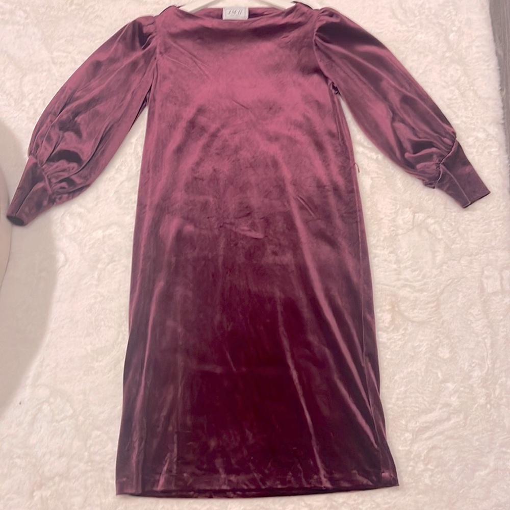 J.M. II 80's Velvet Long Sleeve Dress